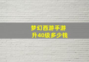 梦幻西游手游升40级多少钱