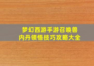 梦幻西游手游召唤兽内丹领悟技巧攻略大全