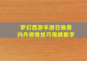 梦幻西游手游召唤兽内丹领悟技巧视频教学