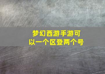 梦幻西游手游可以一个区登两个号