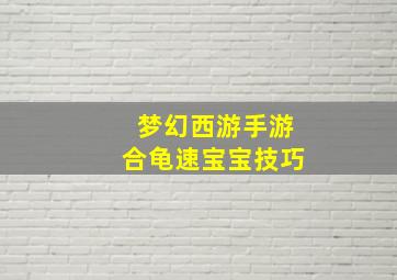 梦幻西游手游合龟速宝宝技巧