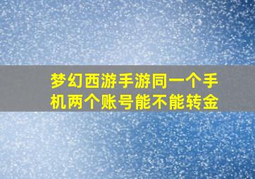 梦幻西游手游同一个手机两个账号能不能转金