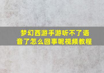 梦幻西游手游听不了语音了怎么回事呢视频教程