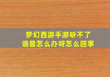 梦幻西游手游听不了语音怎么办呀怎么回事