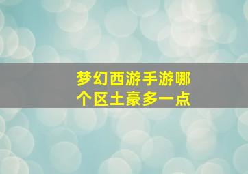 梦幻西游手游哪个区土豪多一点