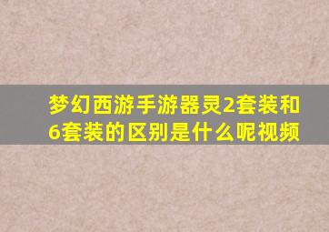 梦幻西游手游器灵2套装和6套装的区别是什么呢视频