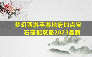 梦幻西游手游地府加点宝石搭配攻略2023最新