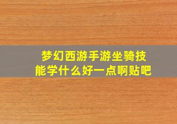 梦幻西游手游坐骑技能学什么好一点啊贴吧