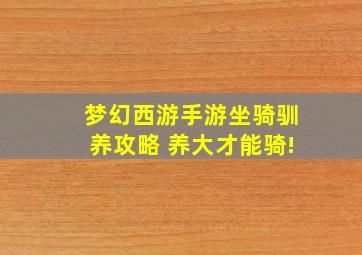 梦幻西游手游坐骑驯养攻略 养大才能骑!