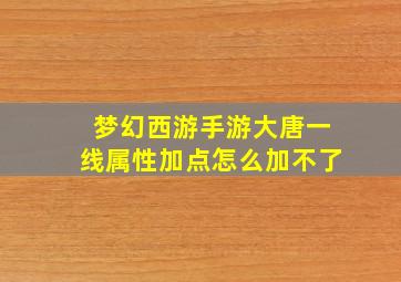 梦幻西游手游大唐一线属性加点怎么加不了