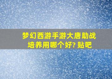 梦幻西游手游大唐助战培养用哪个好? 贴吧