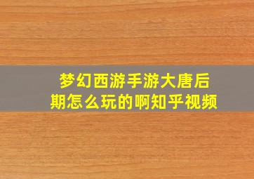 梦幻西游手游大唐后期怎么玩的啊知乎视频