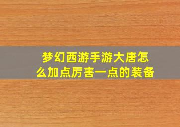 梦幻西游手游大唐怎么加点厉害一点的装备