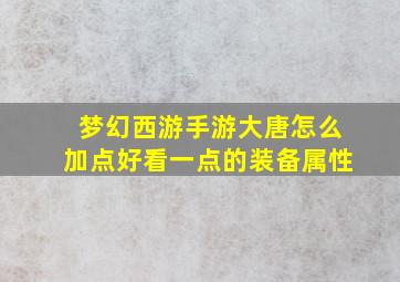 梦幻西游手游大唐怎么加点好看一点的装备属性