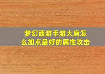 梦幻西游手游大唐怎么加点最好的属性攻击