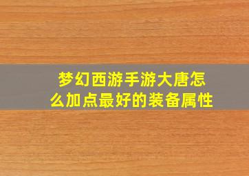 梦幻西游手游大唐怎么加点最好的装备属性