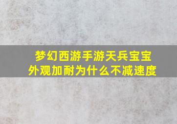 梦幻西游手游天兵宝宝外观加耐为什么不减速度