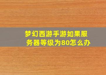 梦幻西游手游如果服务器等级为80怎么办