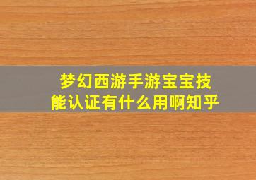 梦幻西游手游宝宝技能认证有什么用啊知乎