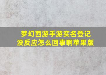 梦幻西游手游实名登记没反应怎么回事啊苹果版