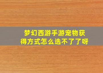 梦幻西游手游宠物获得方式怎么选不了了呀