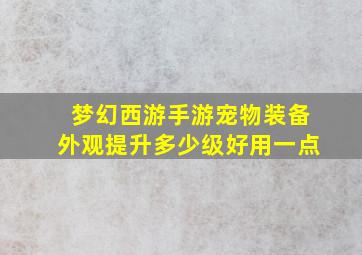 梦幻西游手游宠物装备外观提升多少级好用一点