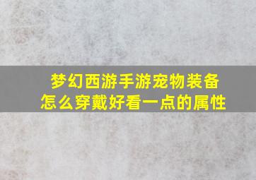 梦幻西游手游宠物装备怎么穿戴好看一点的属性