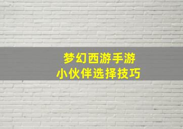 梦幻西游手游小伙伴选择技巧