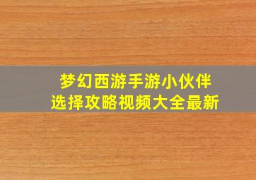 梦幻西游手游小伙伴选择攻略视频大全最新