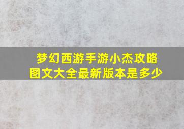 梦幻西游手游小杰攻略图文大全最新版本是多少