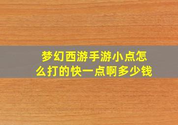 梦幻西游手游小点怎么打的快一点啊多少钱