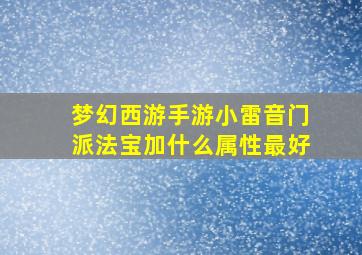 梦幻西游手游小雷音门派法宝加什么属性最好