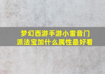 梦幻西游手游小雷音门派法宝加什么属性最好看