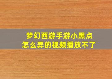 梦幻西游手游小黑点怎么弄的视频播放不了