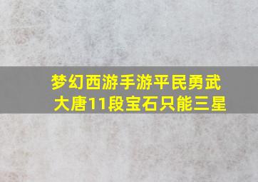 梦幻西游手游平民勇武大唐11段宝石只能三星