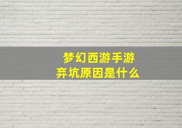 梦幻西游手游弃坑原因是什么