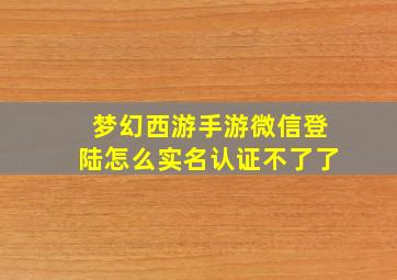 梦幻西游手游微信登陆怎么实名认证不了了