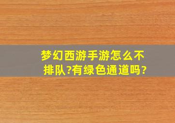 梦幻西游手游怎么不排队?有绿色通道吗?