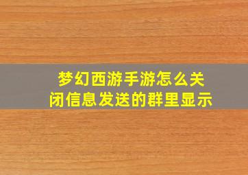 梦幻西游手游怎么关闭信息发送的群里显示