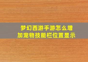 梦幻西游手游怎么增加宠物技能栏位置显示