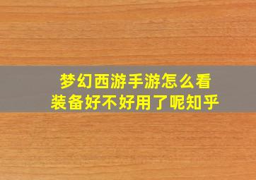 梦幻西游手游怎么看装备好不好用了呢知乎