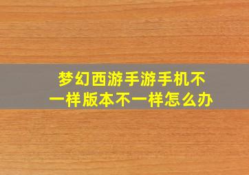 梦幻西游手游手机不一样版本不一样怎么办