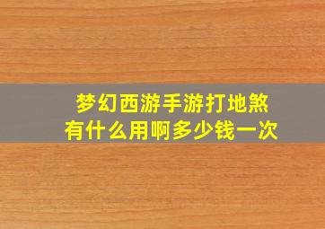 梦幻西游手游打地煞有什么用啊多少钱一次