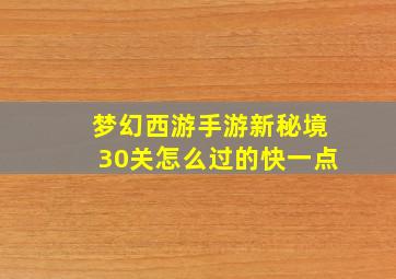 梦幻西游手游新秘境30关怎么过的快一点