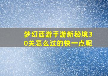 梦幻西游手游新秘境30关怎么过的快一点呢