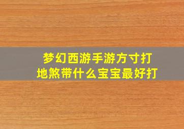 梦幻西游手游方寸打地煞带什么宝宝最好打