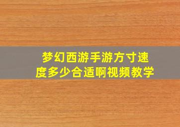 梦幻西游手游方寸速度多少合适啊视频教学