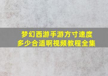 梦幻西游手游方寸速度多少合适啊视频教程全集