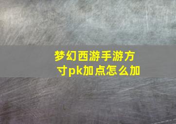 梦幻西游手游方寸pk加点怎么加