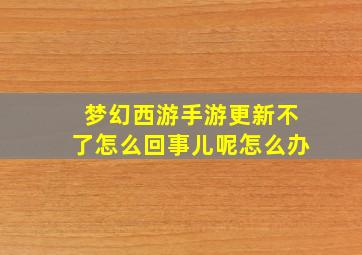 梦幻西游手游更新不了怎么回事儿呢怎么办